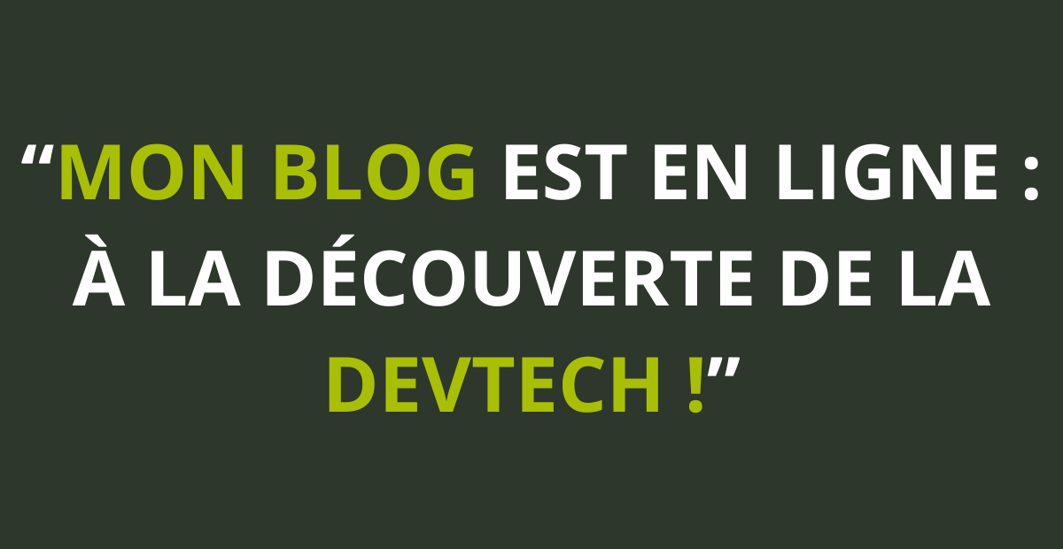 Mon Blog est en ligne : À la découverte de la Devtech